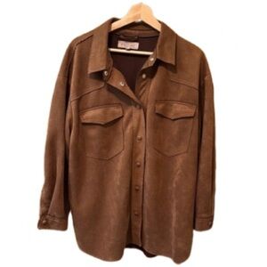 Philosophy Brown faux leather Shirt Shacket  Jacket 1X